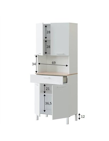 Denby White And Oak 4 Door Utility Kitchen Cupboard, 3078