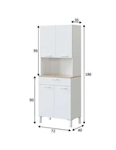 Denby White And Oak 4 Door Utility Kitchen Cupboard, 3078