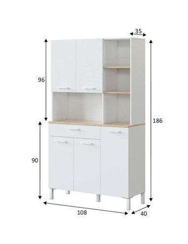 Denby White And Oak 5 Door Utility Kitchen Cupboard, 3077