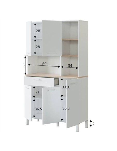 Denby White And Oak 5 Door Utility Kitchen Cupboard, 3077 - pic 114805 | FastDaddyshop