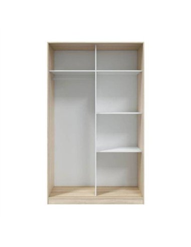 Durham Artic White and Oak Effect Small 120cm Wide Sliding 2 Door Wardrobe, 3208
