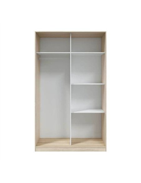 Durham Artic White and Oak Effect Small 120cm Wide Sliding 2 Door Wardrobe, 3208 - pic 114808 | FastDaddyshop