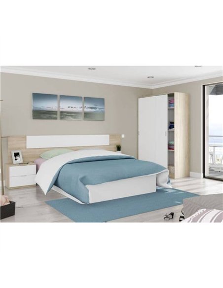 Durham Artic White and Oak Effect Small 120cm Wide Sliding 2 Door Wardrobe, 3208 - pic 114810 | FastDaddyshop