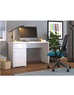 Elano White Gloss Computer Desk With Drawers, 3264 2