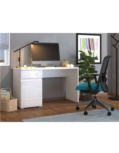 Elano White Gloss Computer Desk With Drawers, 3264