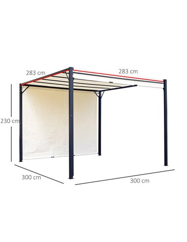 Outsunny 3 X 3 Meters Garden Metal Gazebo Party Canopy Outdoor Tent Sun Shelter Removable & Adjustable Cover Canopy Cream