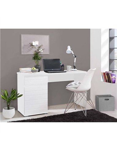 Elano White Gloss Computer Desk With Drawers, 3264