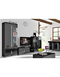 Elise Black High Gloss And Grey 1 Glass Door Display Cabinet T22, 3017 2