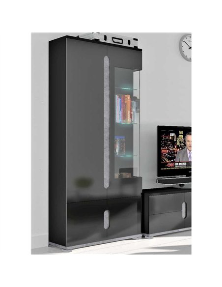 Elise Black High Gloss And Grey 1 Glass Door Display Cabinet T22, 3017 - pic 114823 | FastDaddyshop