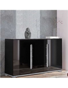 Elise Black High Gloss And Grey 2 Door & 4 Drawer Sideboard T46, 3021