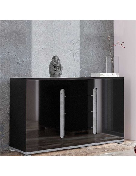 Elise Black High Gloss And Grey 2 Door & 4 Drawer Sideboard T46, 3021 - pic 114824 | FastDaddyshop