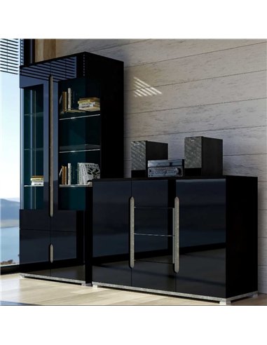 Elise Black High Gloss And Grey Display Cabinet T02, 3015
