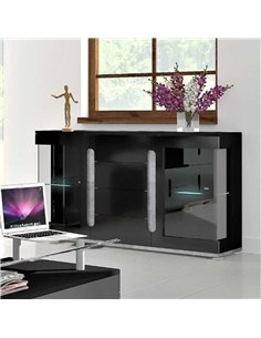 Elise Black High Gloss And Grey Glass Door Sideboard T32, 3019
