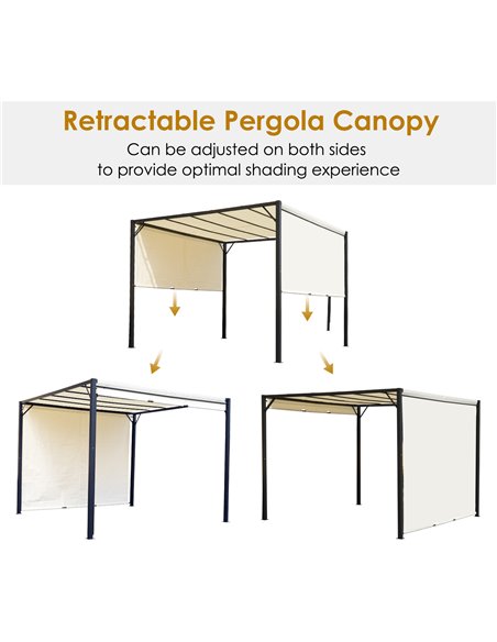 Outsunny 3 X 3 Meters Garden Metal Gazebo Party Canopy Outdoor Tent Sun Shelter Removable & Adjustable Cover Canopy Cream - pic 11483 | FastDaddyshop