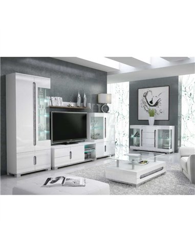 Elise White High Gloss And Grey 1 Glass Door Display Cabinet T22, 3016