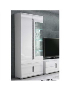 Elise White High Gloss And Grey 1 Glass Door Display Cabinet T22, 3016