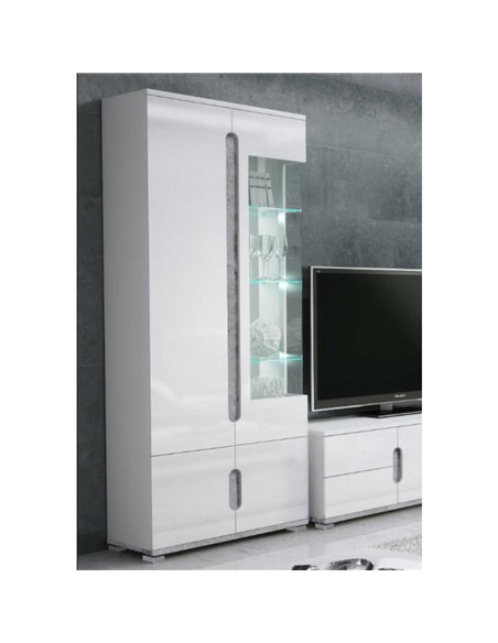 Elise White High Gloss And Grey 1 Glass Door Display Cabinet T22, 3016 - pic 114833 | FastDaddyshop