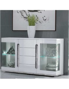 Elise White High Gloss And Grey Glass Door Sideboard T32, 3018