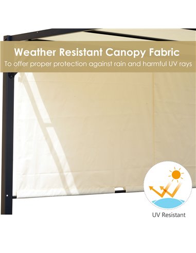 Outsunny 3 X 3 Meters Garden Metal Gazebo Party Canopy Outdoor Tent Sun Shelter Removable & Adjustable Cover Canopy Cream