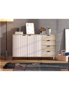 Evandria Grey Oak Effect And Cashmere Slatted Sideboard, 3445 2
