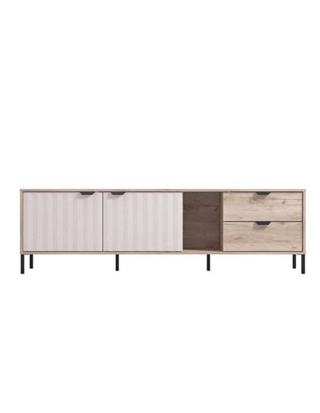 Evandria Vandea Grey Oak Effect Cashmere Slatted TV Unit Cabinet, 3446 - pic 114848 | FastDaddyshop