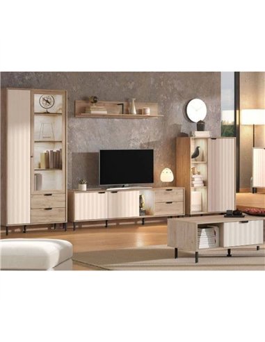 Evandria Grey Oak Effect Cashmere Slatted Short Sideboard, 3447
