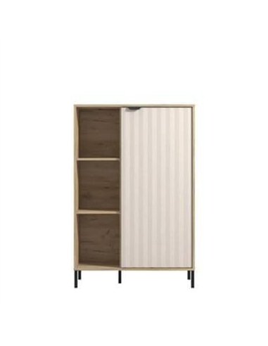 Evandria Grey Oak Effect Cashmere Slatted Short Sideboard, 3447
