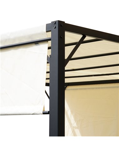 Outsunny 3 X 3 Meters Garden Metal Gazebo Party Canopy Outdoor Tent Sun Shelter Removable & Adjustable Cover Canopy Cream
