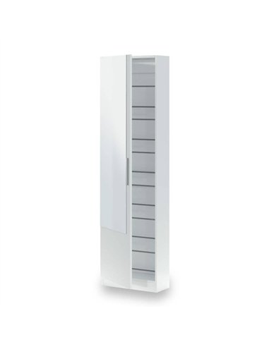 Giovanni Artic White Tall Shoe Cabinet 1 Mirrored Door 14-16 Pairs, 3228