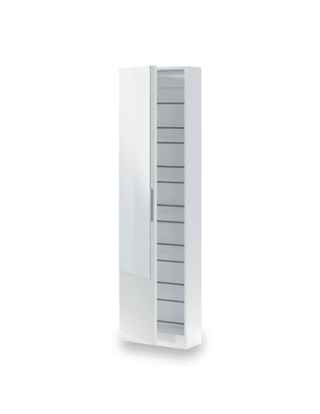 Giovanni Artic White Tall Shoe Cabinet 1 Mirrored Door 14-16 Pairs, 3228 - pic 114863 | FastDaddyshop