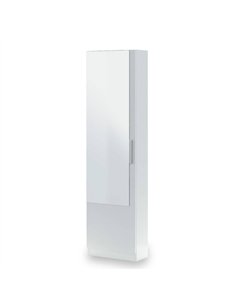 Giovanni Artic White Tall Shoe Cabinet 1 Mirrored Door 14-16 Pairs, 3228