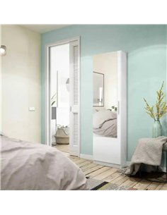 Giovanni Artic White Tall Shoe Cabinet 1 Mirrored Door 14-16 Pairs, 3228 2