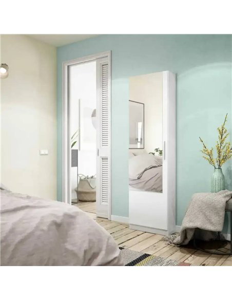 Giovanni Artic White Tall Shoe Cabinet 1 Mirrored Door 14-16 Pairs, 3228 - pic 114866 | FastDaddyshop