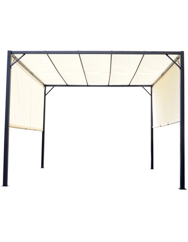 Outsunny 3 X 3 Meters Garden Metal Gazebo Party Canopy Outdoor Tent Sun Shelter Removable & Adjustable Cover Canopy Cream