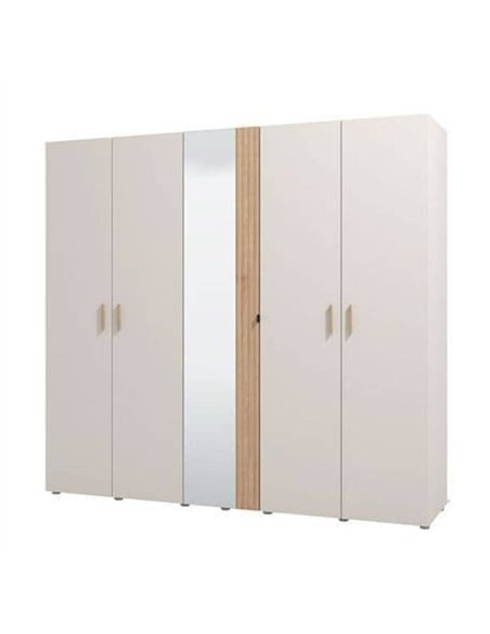 Granada Cashmere And Artisan Oak Effect Mirrored 5 Door Wardrobe, 3412 - pic 114879 | FastDaddyshop