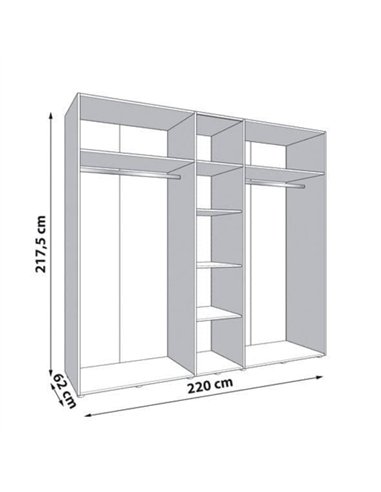Granada Cashmere And Artisan Oak Effect Mirrored 5 Door Wardrobe, 3412