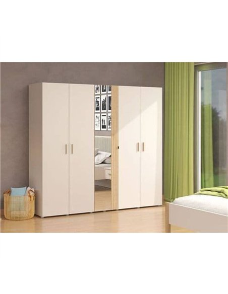 Granada Cashmere And Artisan Oak Effect Mirrored 5 Door Wardrobe, 3412 - pic 114881 | FastDaddyshop