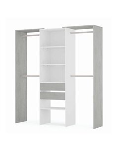 Guadalupe Large Concrete Grey and White Open Door Wardrobe, 3200