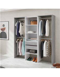 Guadalupe Large Concrete Grey and White Open Door Wardrobe, 3200 2