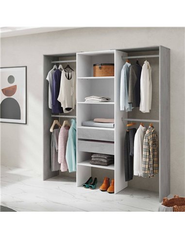 Guadalupe Large Concrete Grey and White Open Door Wardrobe, 3200