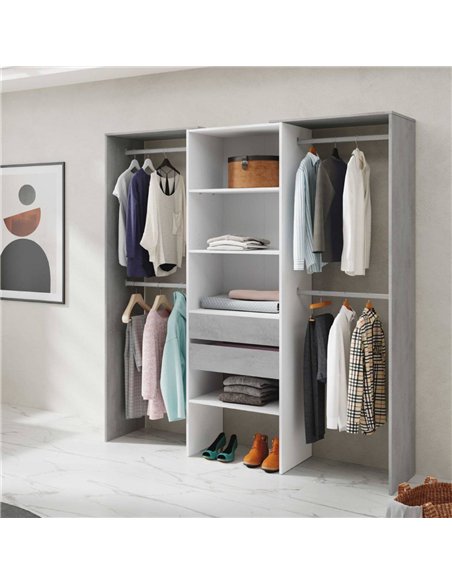 Guadalupe Large Concrete Grey and White Open Door Wardrobe, 3200 - pic 114893 | FastDaddyshop