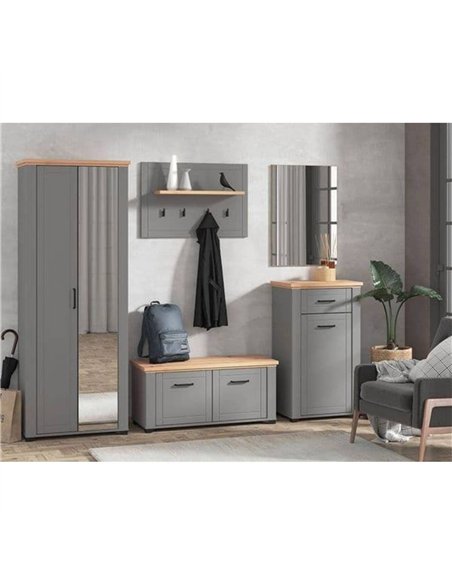 Havertz Grey And Artisan Oak Slim Narrow Mirrored Wardrobe, 3265 - pic 114894 | FastDaddyshop