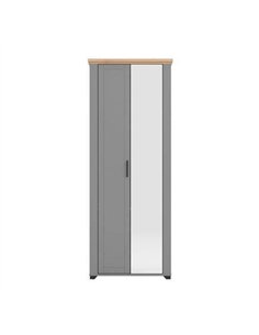 Havertz Grey And Artisan Oak Slim Narrow Mirrored Wardrobe, 3265