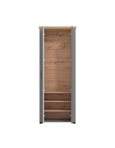 Havertz Grey And Artisan Oak Slim Narrow Mirrored Wardrobe, 3265