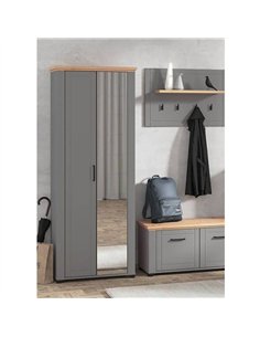 Havertz Grey And Artisan Oak Slim Narrow Mirrored Wardrobe, 3265 2