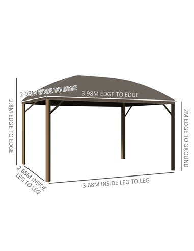 Outsunny 4 x 3(m) Patio Aluminium Gazebo Hardtop Metal Roof Canopy Party Tent Garden Outdoor Shelter with Mesh Curtains & Side W