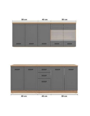 Hudson 200cm Graphite Grey Kitchen Units, 3278