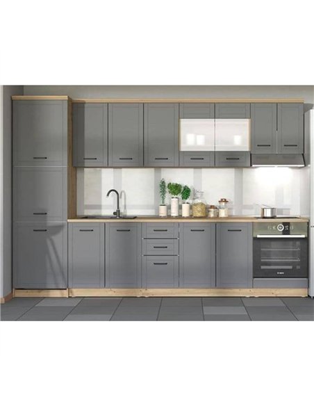 Hudson Grey And Oak Effect Tall 60cm 3 Door Kitchen Larder Unit Pantry Cupboard, 3271 - pic 114905 | FastDaddyshop