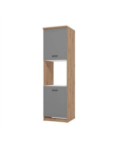 Hudson Grey And Oak Effect Tall 60cm 3 Door Kitchen Larder Unit Pantry Cupboard, 3271