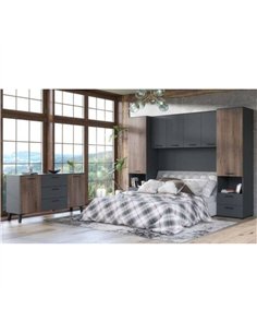Hugo Dark Grey And Slated Rustic Oak Effect Large Wide 2 Door & 3 Drawer Sideboard, 3234 2